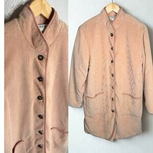 VTG Orvis Corduroy Coat Jaclet S Pastel Peach Prairie Preppy Old Money Lagenlook